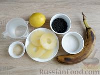 Чайное желе с бананом и ананасом