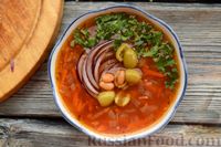 Греческий томатный суп с фасолью и оливками